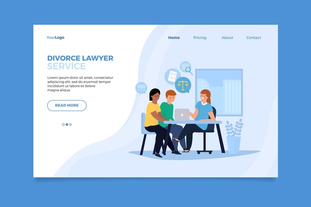 Divorce concept landing page template