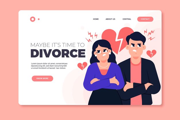 Divorce concept landing page template