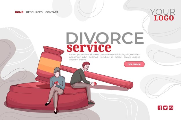 Divorce concept landing page template