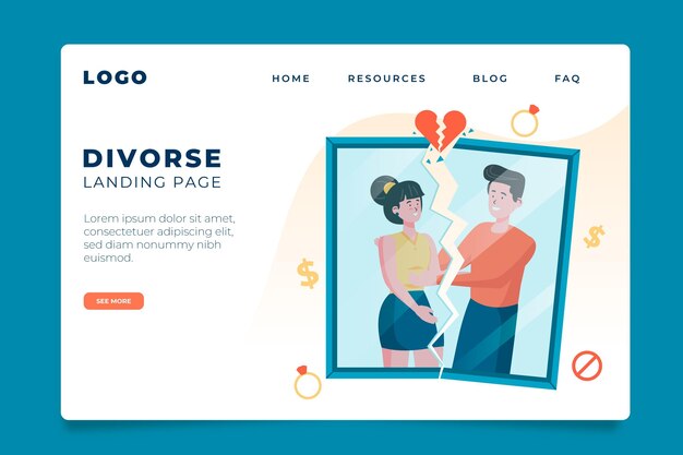 Divorce concept landing page