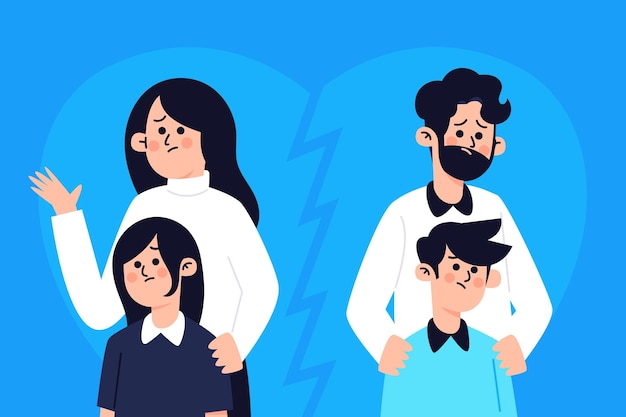 Free Vector divorce concept with children