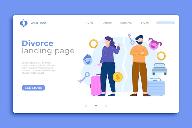 Free Vector divorce landing page template