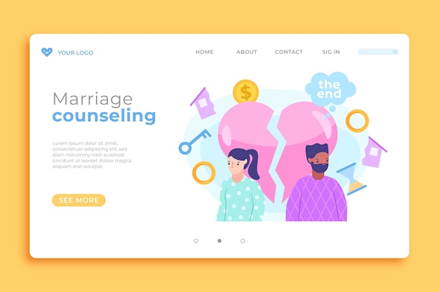 Free Vector divorce landing page template