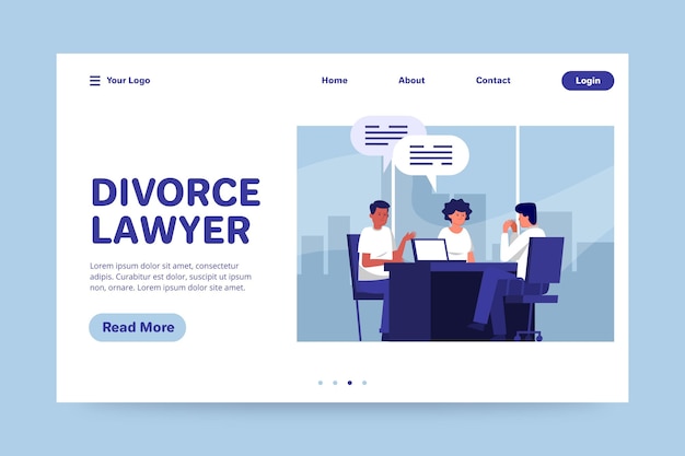 Free Vector divorce lawyer service landing page template