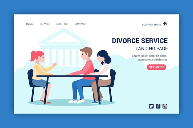 Divorce lawyer service landing page template