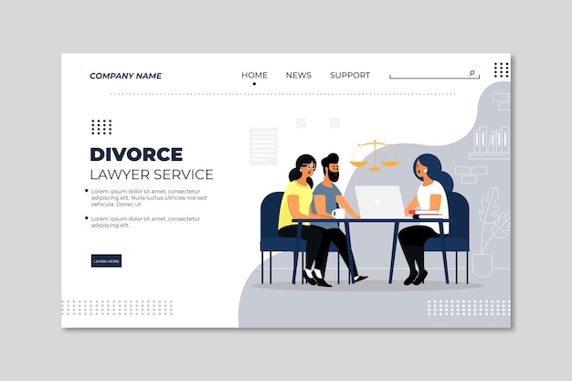 Free Vector divorce lawyer service landing page template