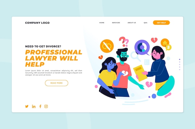 Divorce lawyer service landing page template