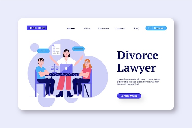 Free Vector divorce lawyer service - landing page