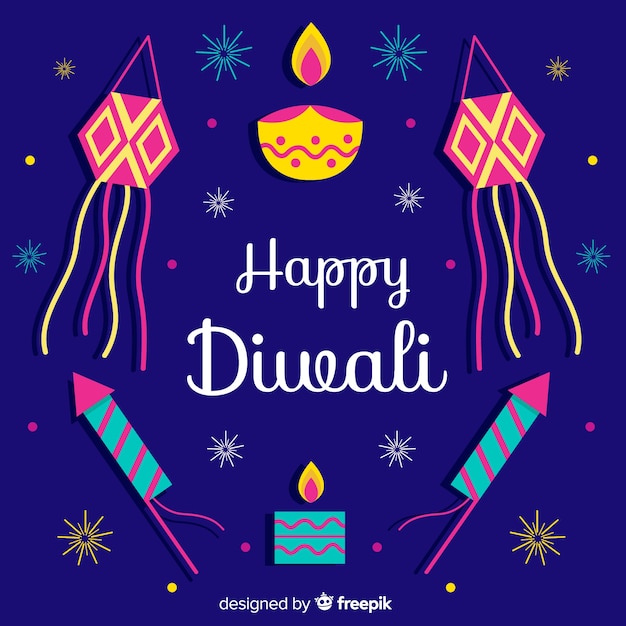 Free Vector diwali background in flat design