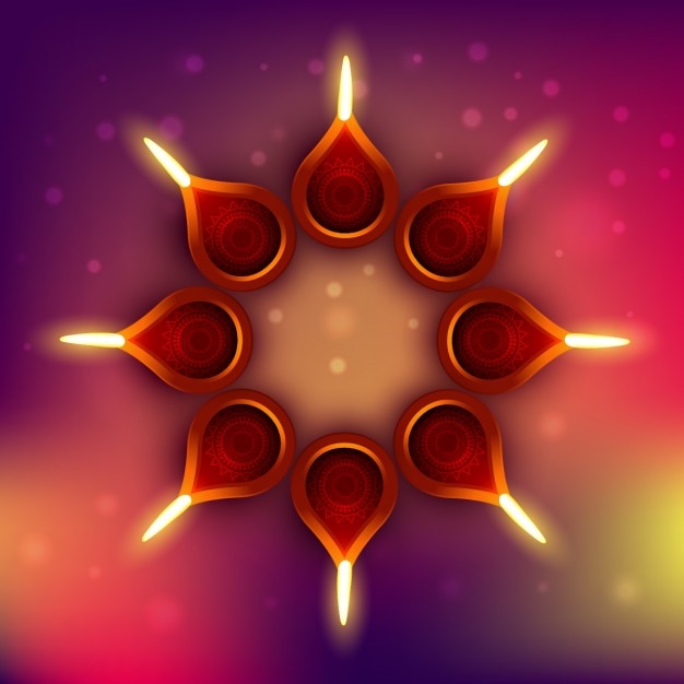 Free Vector diwali background with circle made with candles