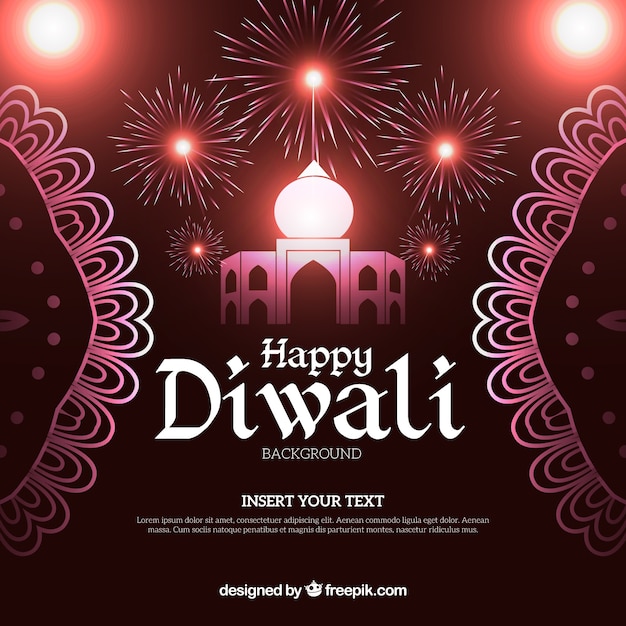 Free Vector diwali background with fireworks