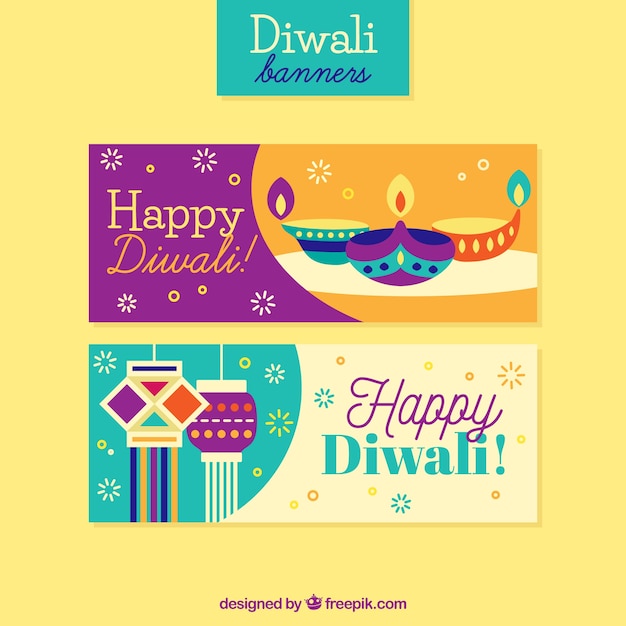 Diwali banners in flat design