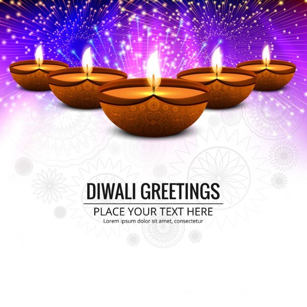 Diwali bright background of fireworks with candles