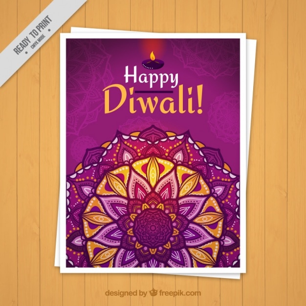 Free vector diwali brochure with hand-painted mandala