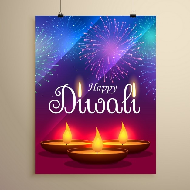 Free Vector diwali brochure with light effects