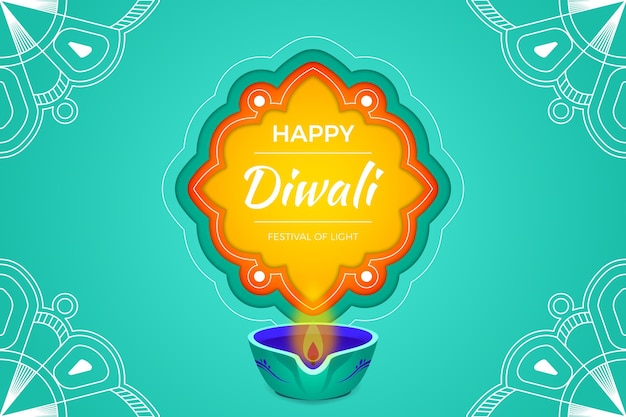 Diwali concept in flat design