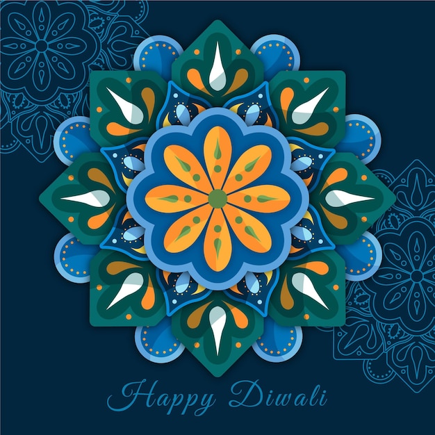 Diwali concept in flat design