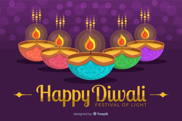 Diwali concept with flat design background