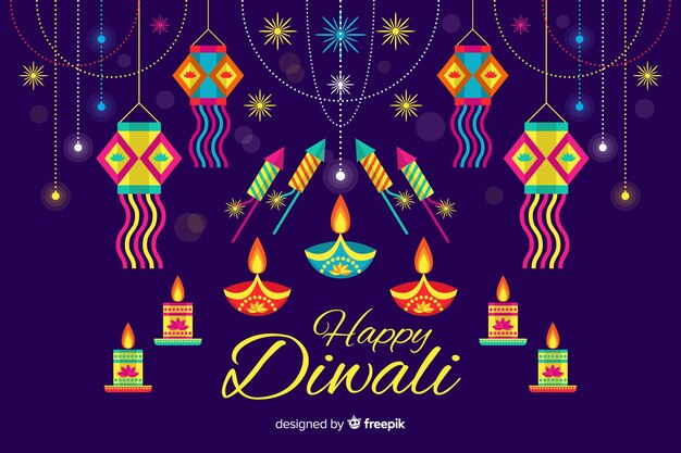 Diwali concept with flat design background