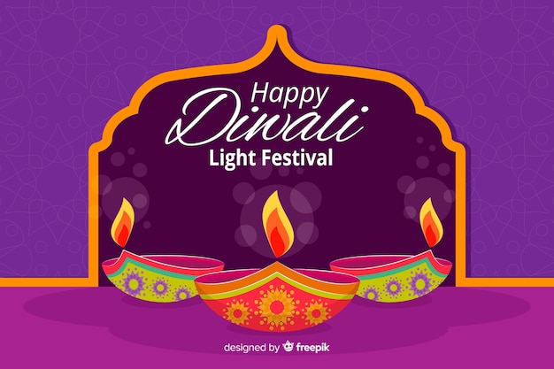 Diwali concept with flat design background