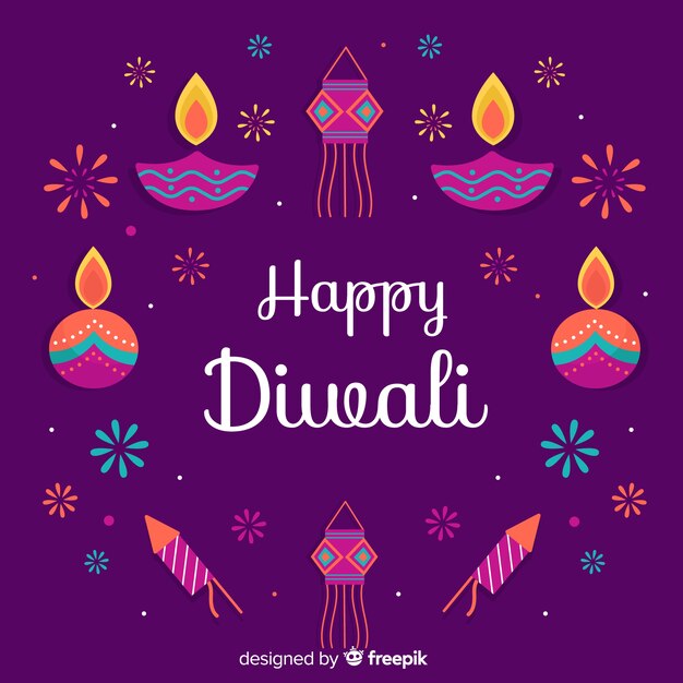 Diwali concept with flat design background