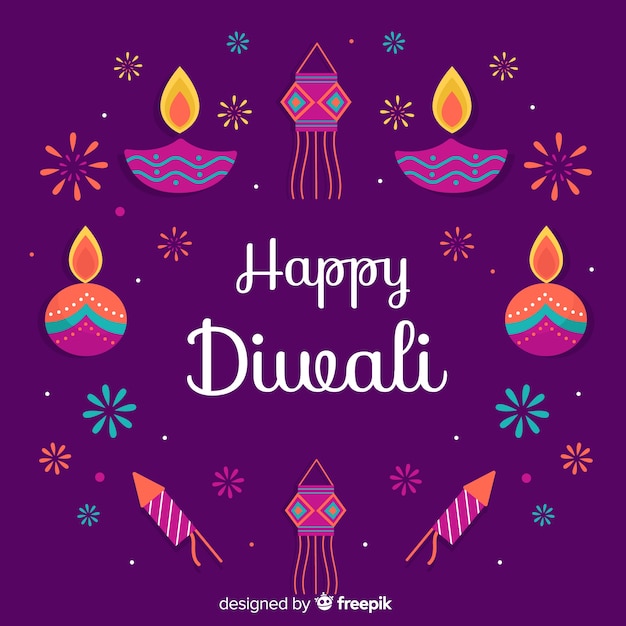 Diwali concept with flat design background