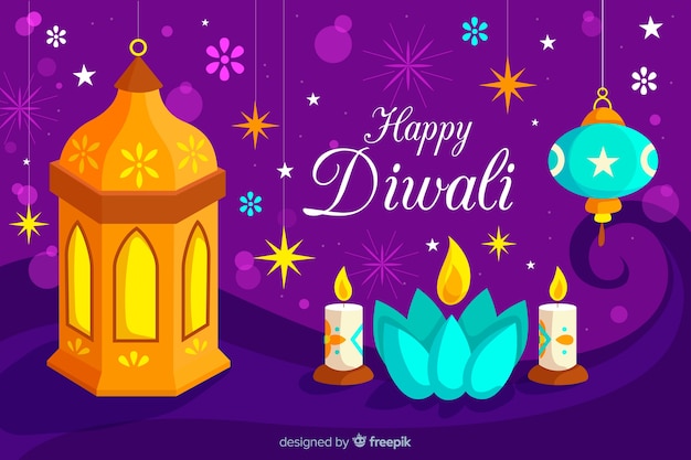 Diwali concept with flat design background