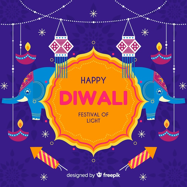 Diwali concept with flat design background