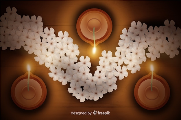 Free Vector diwali concept with realistic background