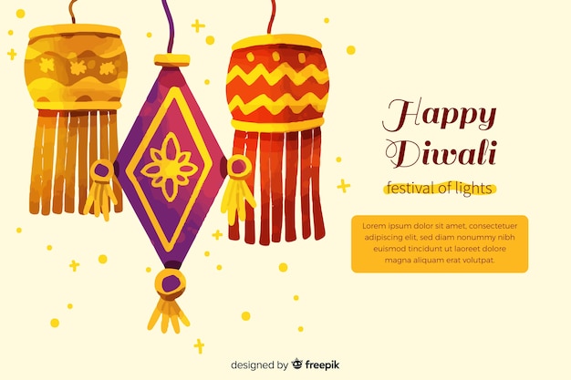 Diwali concept with watercolor background