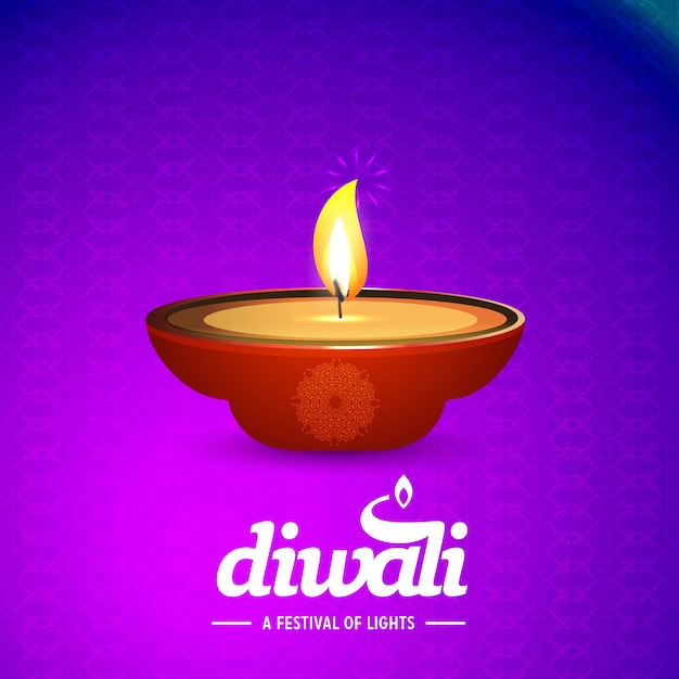 Diwali design purple background and typography vector