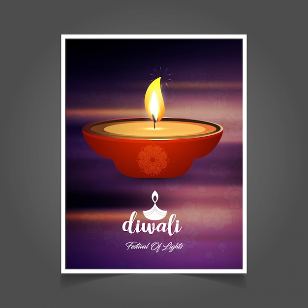 Diwali design purple background and typography vector