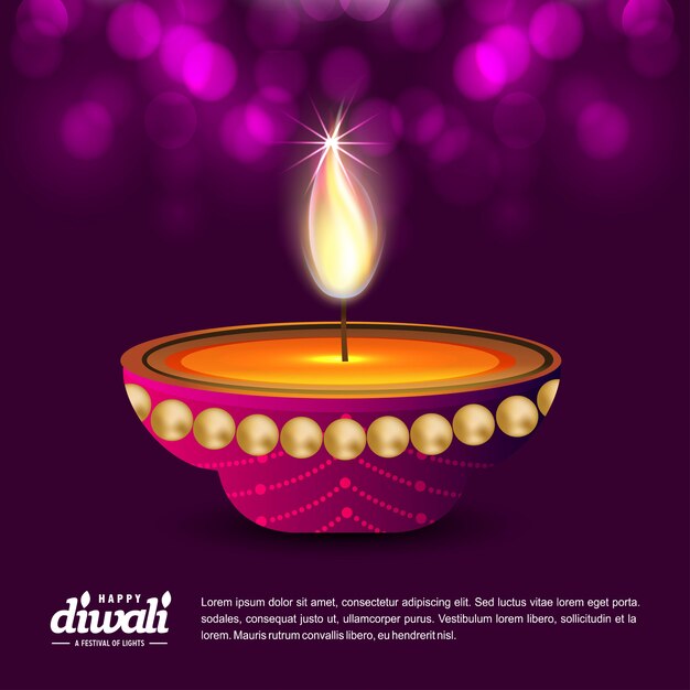 Diwali design purple background and typography vector