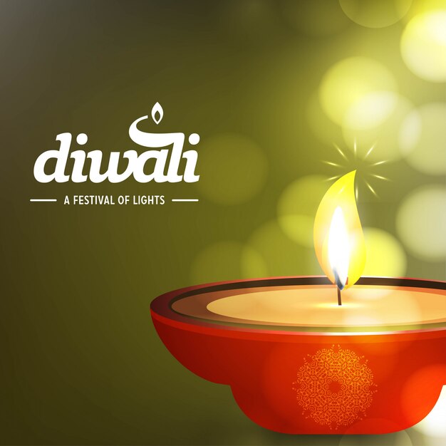 Diwali design with green background and typography vector