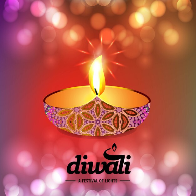 Diwali design with pink background and typography vector