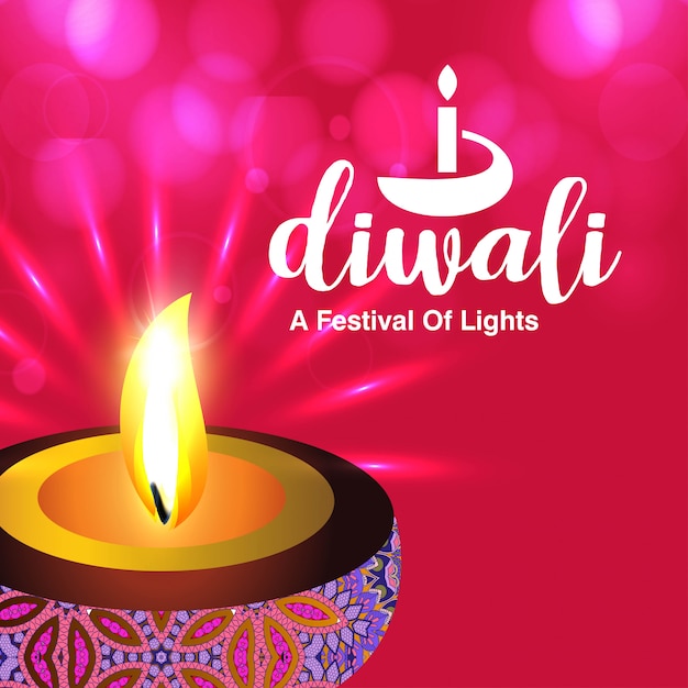 Diwali design with pink background and typography vector