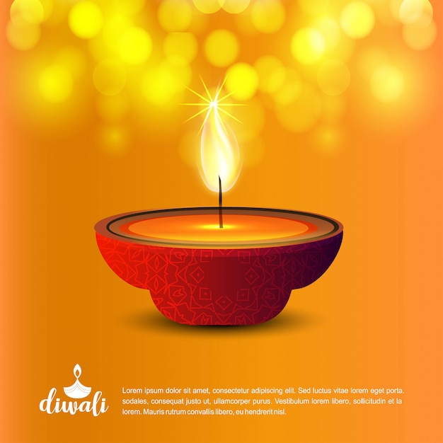 Diwali design with yellow background and typography vector