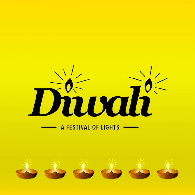 Diwali design with yellow background and typography vector