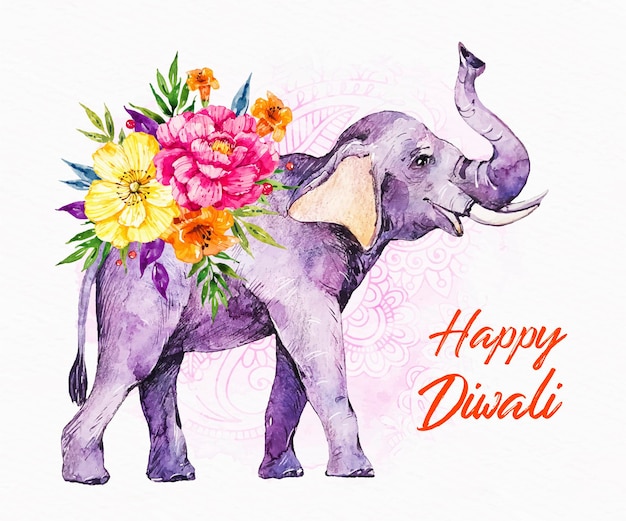 Diwali event with watercolor elephant