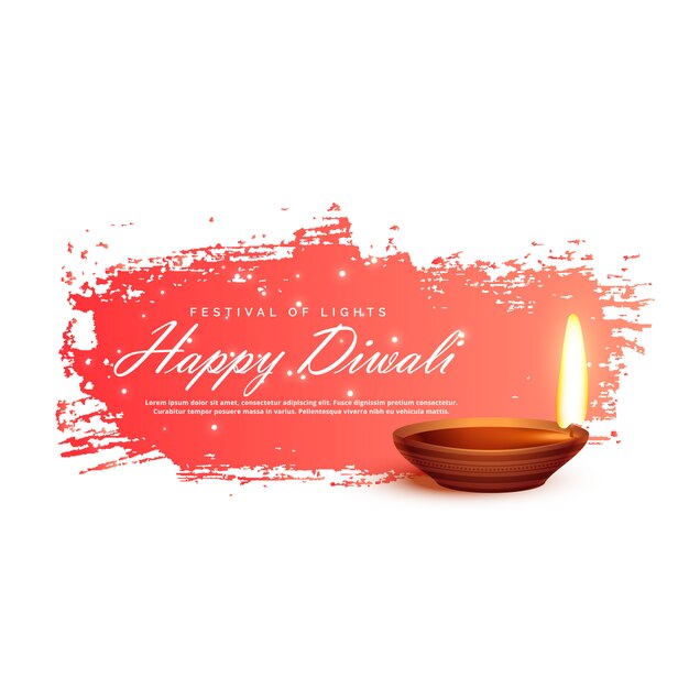 diwali festival banner with realistic vector diya