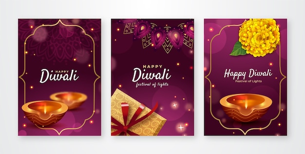 Diwali festival celebration cards collection