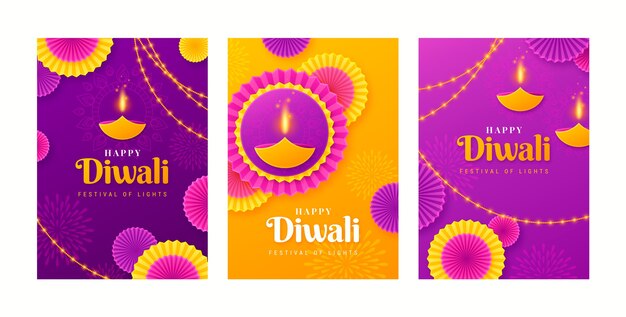 Diwali festival celebration cards collection