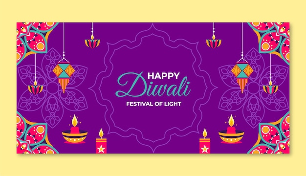 Diwali festival celebration horizontal banner template