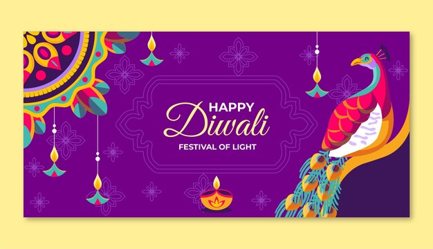 Diwali festival celebration horizontal banner template