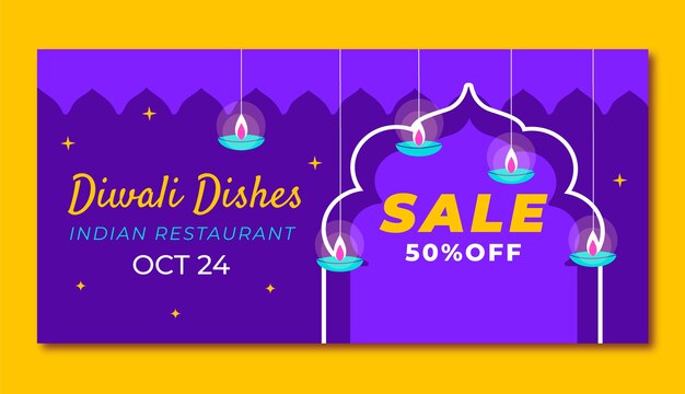 Diwali festival celebration horizontal banner template