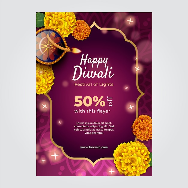 Diwali festival celebration vertical poster template