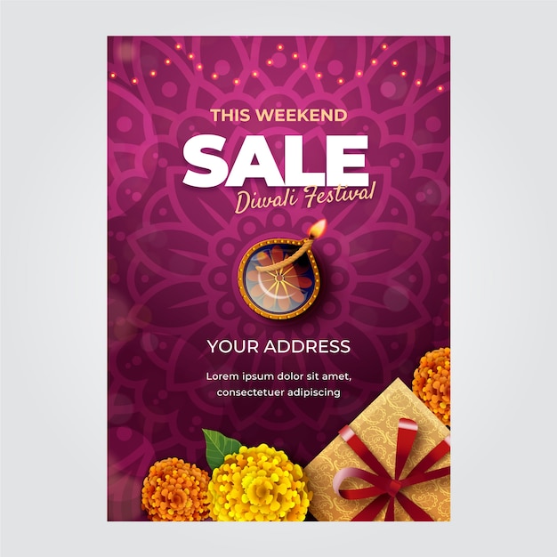 Diwali festival celebration vertical poster template