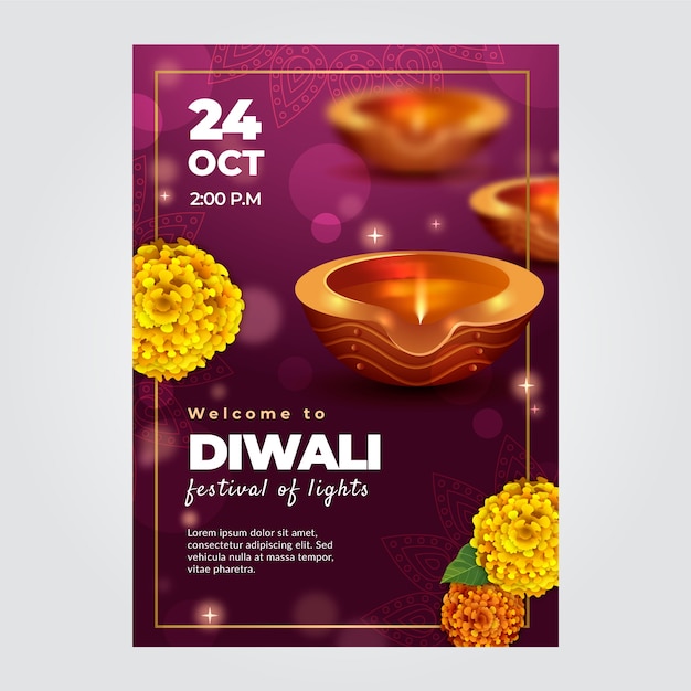 Diwali festival celebration vertical poster template