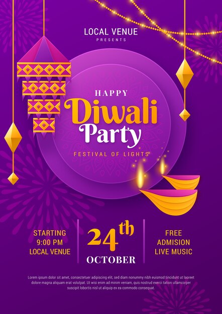 Diwali festival celebration vertical poster template