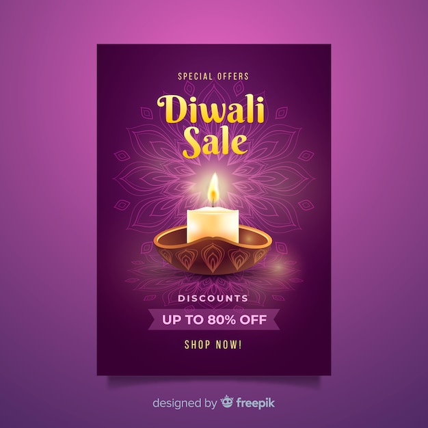 Free vector diwali festival sale poster template